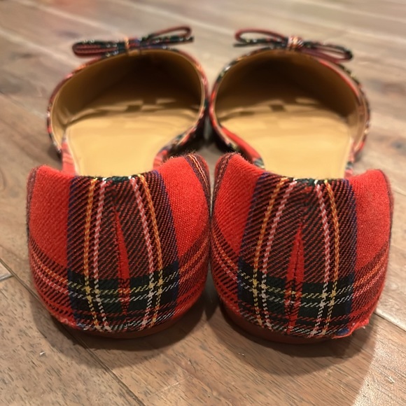 J. Crew Factory Tartan D’Orsay Flats with Mini Bow Plaid Holiday Bow Size 9.5 - Picture 4 of 14